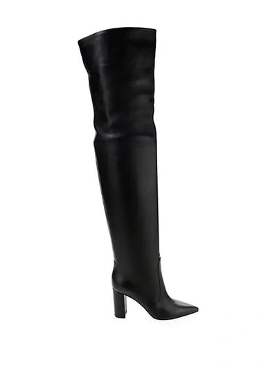 Shop Gianvito Rossi Leather Over-the-knee Slouchy Boots In Black