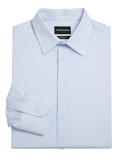 Shop Emporio Armani Modern-fit Check Dress Shirt In Blue