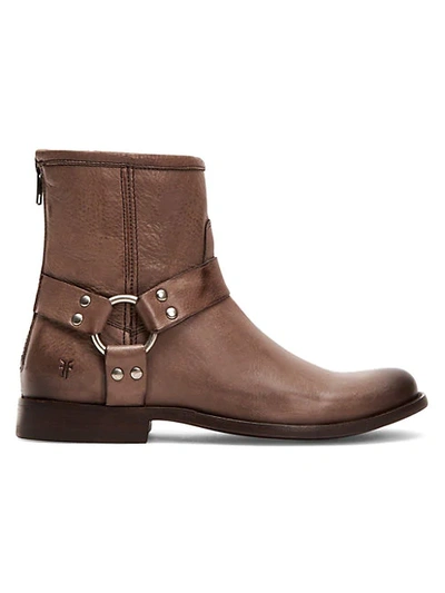 Shop Frye Philip Harness Moto Boots In Taupe