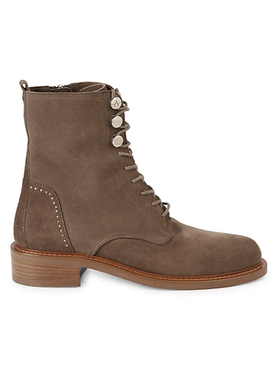 Shop Aquatalia Ali Studded Suede Boots In Taupe