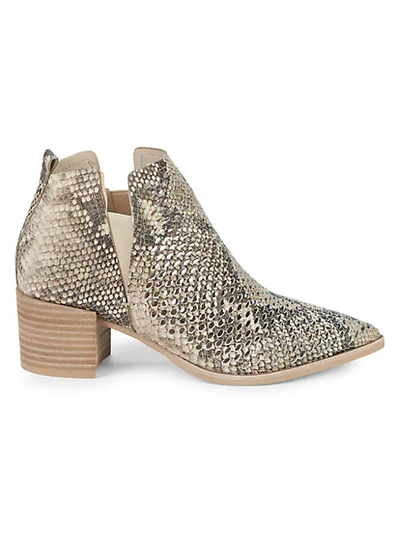 Shop Dolce Vita Bianca Snakeskin-embossed Leather Booties In Black Beige