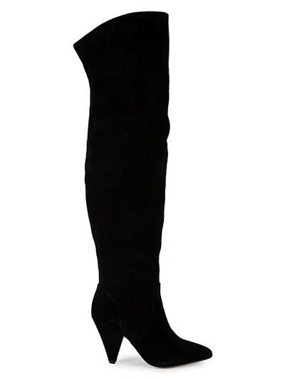 Shop Kurt Geiger Violet Over-the-knee Suede Boots In Black
