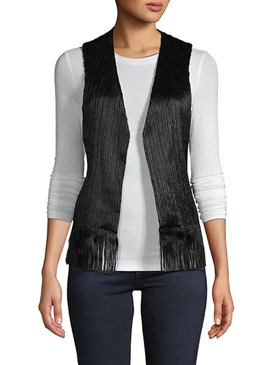 Shop Chloé Fringe-trim Open-front Vest In Black