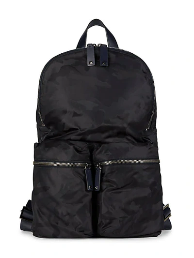 Shop Valentino Largo Camo Leather-trim Backpack In Marine