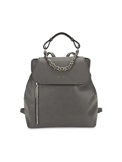 calvin klein faux leather backpack