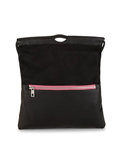 Shop Vince Camuto Leather & Mesh Drawstring Backpack In Black