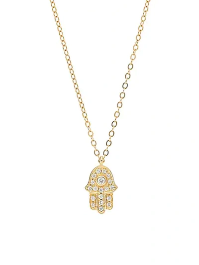 Shop Nephora Diamond Trend 14k Gold Hamsa Pendant Necklace