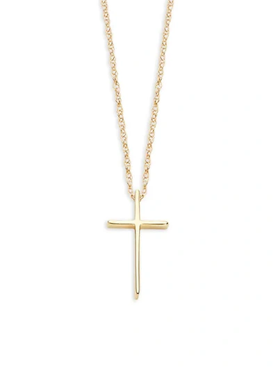 Shop Saks Fifth Avenue 14k Yellow Gold Swedged Cross Pendant Necklace