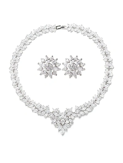 Shop Eye Candy La Luxe Emma Crystal Leaf Statement Necklace & Earrings Set