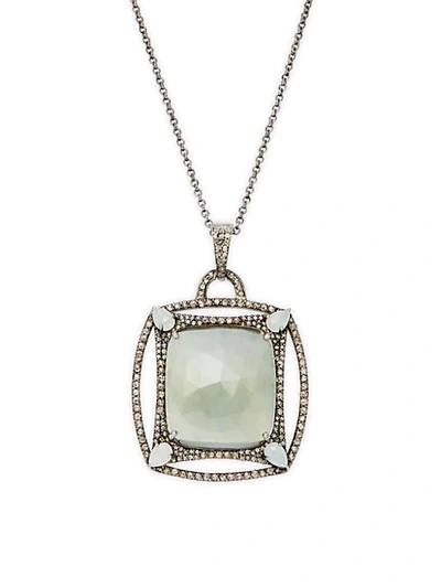 Shop Bavna Sterling Silver, Multicolored Sapphire & Diamond Pendant Necklace