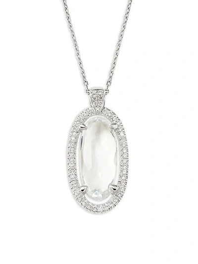 Shop Suzanne Kalan 18k White Gold Topaz & Diamond Oval Pendant Necklace
