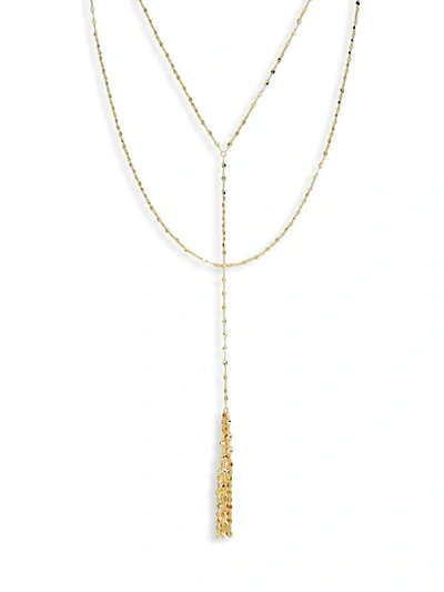 Shop Saks Fifth Avenue 14 Gold Mirrored Double Chain Y-drop Necklace