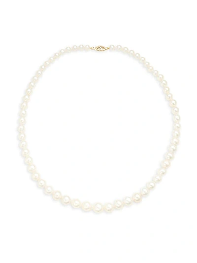 Shop Belpearl 14k Yellow Gold & 4-9mm White Off-round Cultured Pearl Collar Necklace