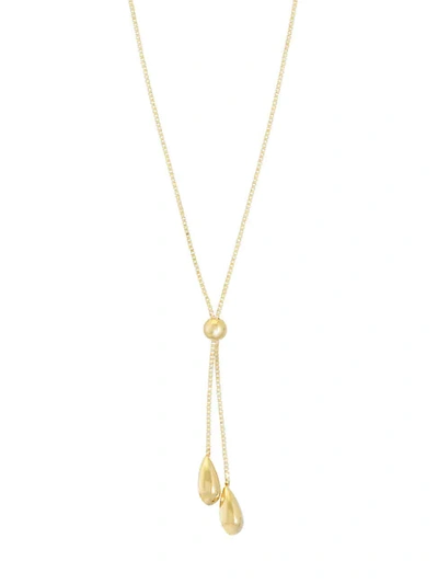 Shop Saks Fifth Avenue 14k Yellow Gold Teardrop Box Chain Lariat Necklace