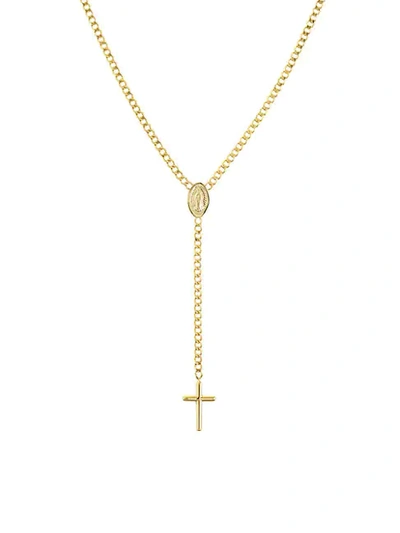 Shop Saks Fifth Avenue 14k Yellow Gold Cross & Virgin Mary Pendant Necklace
