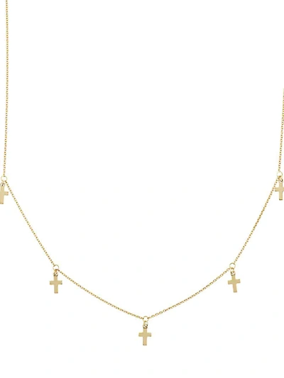 Shop Saks Fifth Avenue 14k Yellow Gold Dangle Cross Choker Necklace
