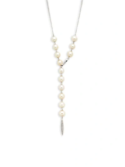 Shop Adriana Orsini Silvertone, Crystal & 5-7mm Pearl Necklace