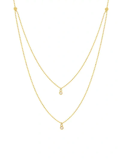 Shop Saks Fifth Avenue 14k Yellow Gold & Diamond Multi-strand Necklace