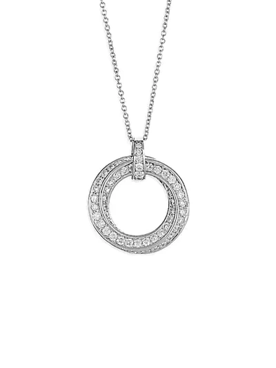Shop Saks Fifth Avenue 18k White Gold & White Diamond Twisted Circle Pendant Necklace