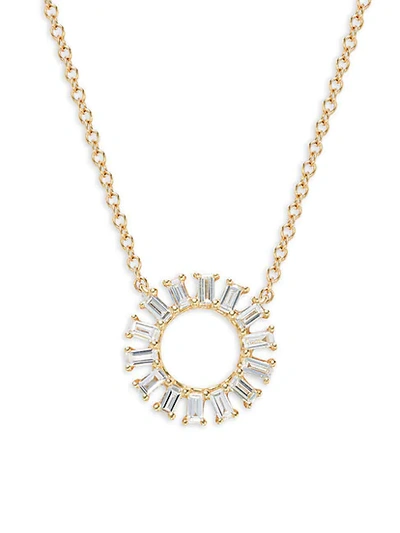 Shop Saks Fifth Avenue 14k Yellow Gold Baguette Diamond Open-circle Pendant Necklace
