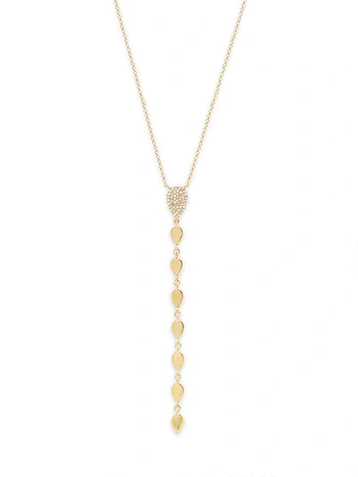 Shop Saks Fifth Avenue 14k Yellow Gold & Pav&eacute; Diamond Y-drop Pendant Necklace