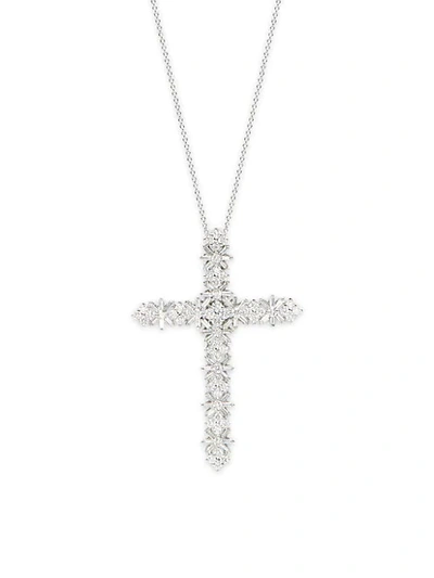 Shop Saks Fifth Avenue 14k White Gold Diamond Cross Pendant Necklace