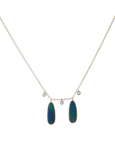 Shop Meira T 14k Two-tone Gold, Opal & Diamond Pendant Necklace