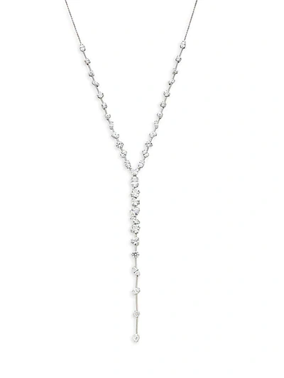 Shop Adriana Orsini Rhodium-plated Sterling Silver & Crystal Lariat Necklace