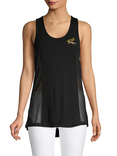 Shop Roberto Cavalli Sport Mesh Logo Tank Top In Black