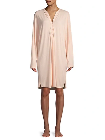 Shop Hanro Cotton-blend Sleepshirt In Light Blush