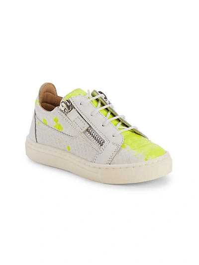 Shop Giuseppe Zanotti Little Boy's Splatter Low-top Sneakers In White Yellow