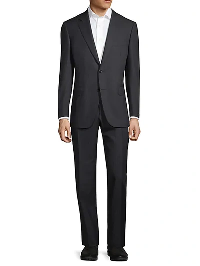 Shop Canali Standard-fit Pinstripe Wool Suit In Grey