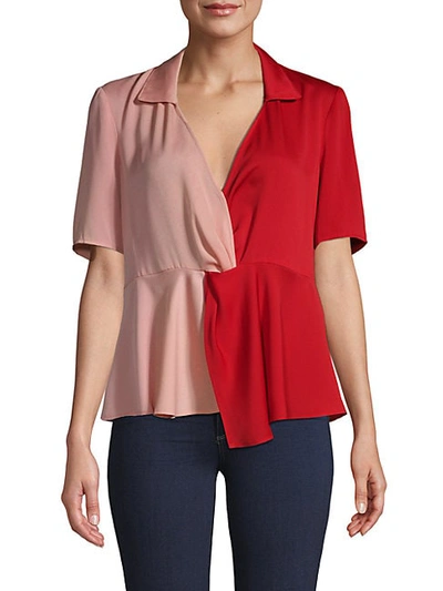 Shop Bcbgeneration ​colorblock Asymmetrical Top In Electric Red