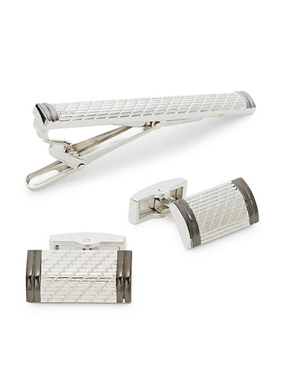 Shop Hickey Freeman 3-piece Textured Cufflinks & Tie Bar Set