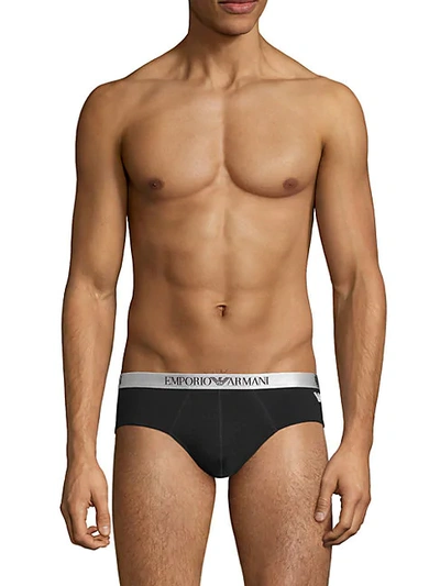 Shop Emporio Armani Logo-waistband Briefs In Black