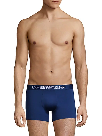 Shop Emporio Armani Logo Waist Boxer Briefs In Medium Blue