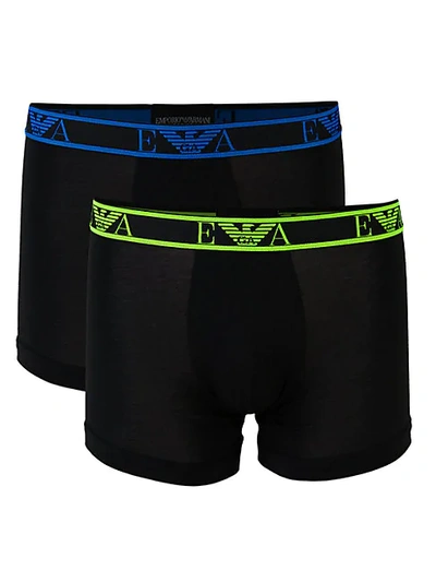 Shop Emporio Armani 2-pack Neon Band Boxer Briefs In Black
