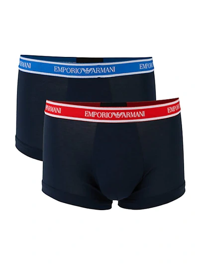 Shop Emporio Armani 2-pack Logo Boxer Briefs In Black