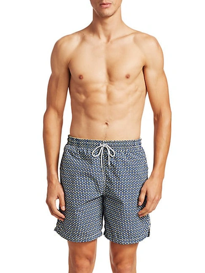 Shop Saks Fifth Avenue Collection Giraffe Swim Trunks In Blue Yellow