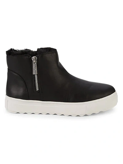 Shop J/slides Poppy Faux Fur-lined Leather Platform Boots In Black