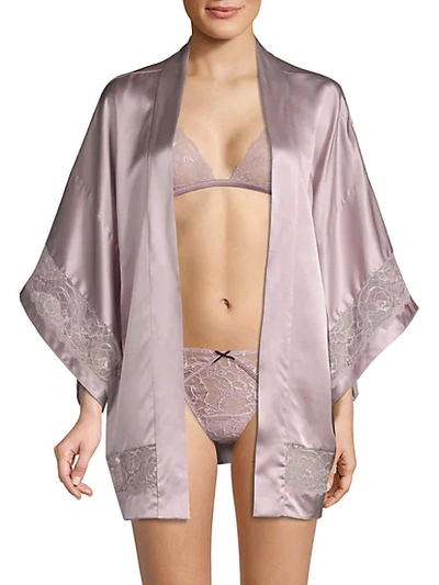 Shop Fleur Du Mal Chateau Lace Kimono In Jasmine Pink