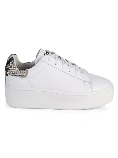 Shop Ash Women's As-cult Platform Leather & Snake-print Sneakers In White