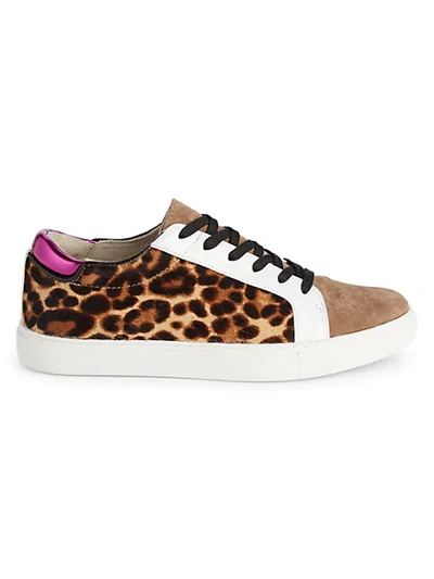 Shop Kenneth Cole Leopard Calf Hair Leather Sneakers In Natural Multi