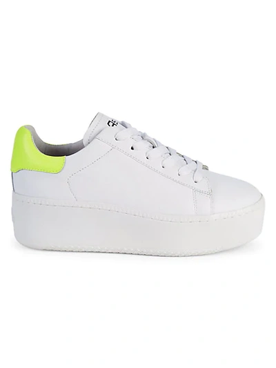 Shop Ash Cult Leather Platform Trainers In White Yellow