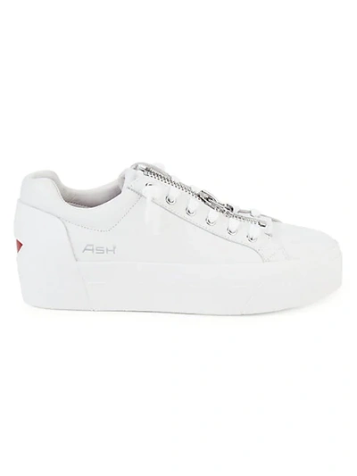 Shop Ash Buzz Leather Platform Sneakers In White Red