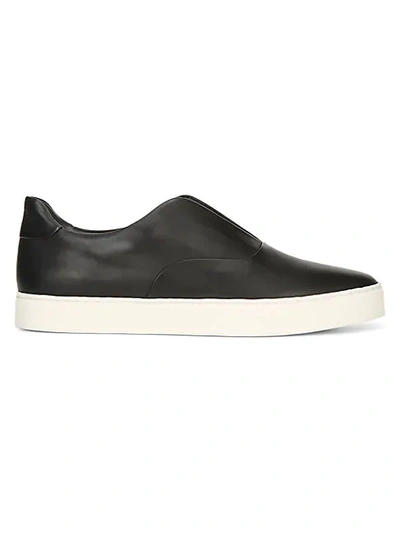 Shop Vince Galia Leather Slip-on Sneakers In Black
