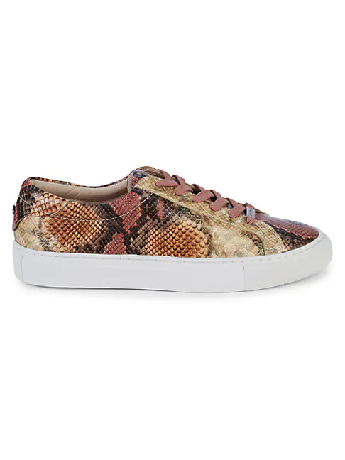 J Slides Lacee Snakeskin Print Leather Sneakers In Pink Modesens