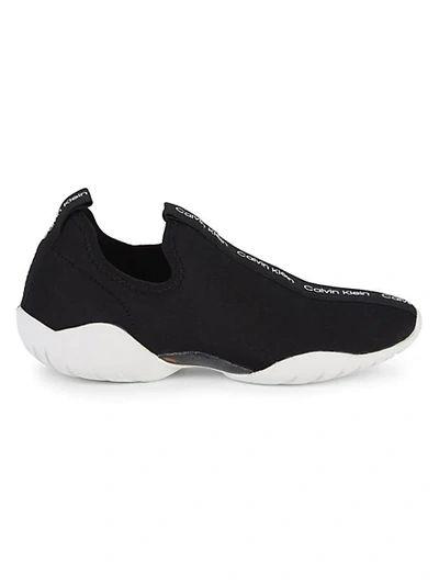 Shop Calvin Klein Lura Logo Slip-on Sneakers In Black White