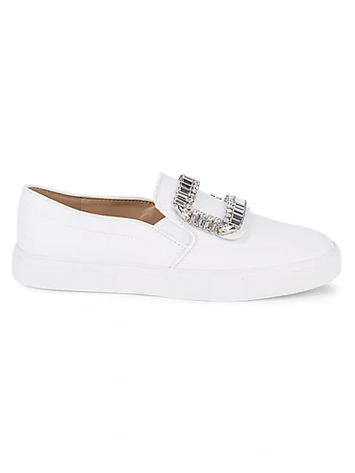 Ermine Crystal embellished Slip on Trainers In White