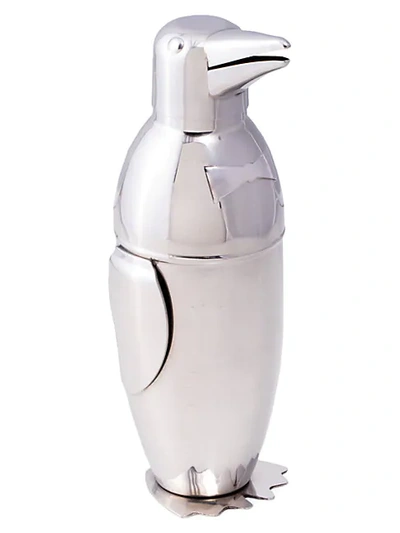Shop Bey-berk Penguin Stainless Steel Shaker With Strainer Top In Silver